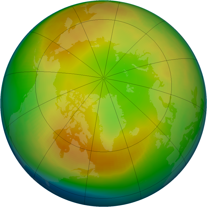Arctic ozone map for January 1991